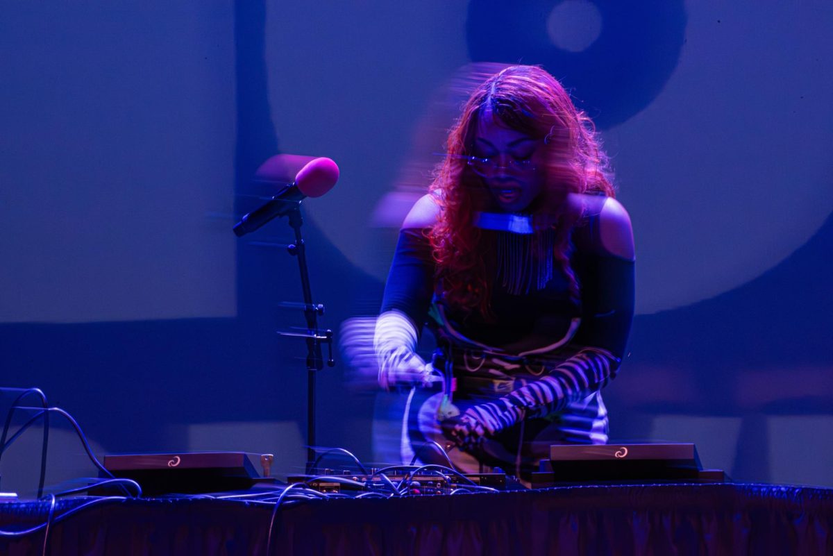 Suzi Analogue performs at the Krannert Center for the Performing Arts during the Hip-Hop convene on Feb. 28. Four days of events ended with a panel discussion on Women in Hip Hop followed by performances from panel members Klevah and TRUTH of Mother Nature, Asha Omega and Suzi Analogue.