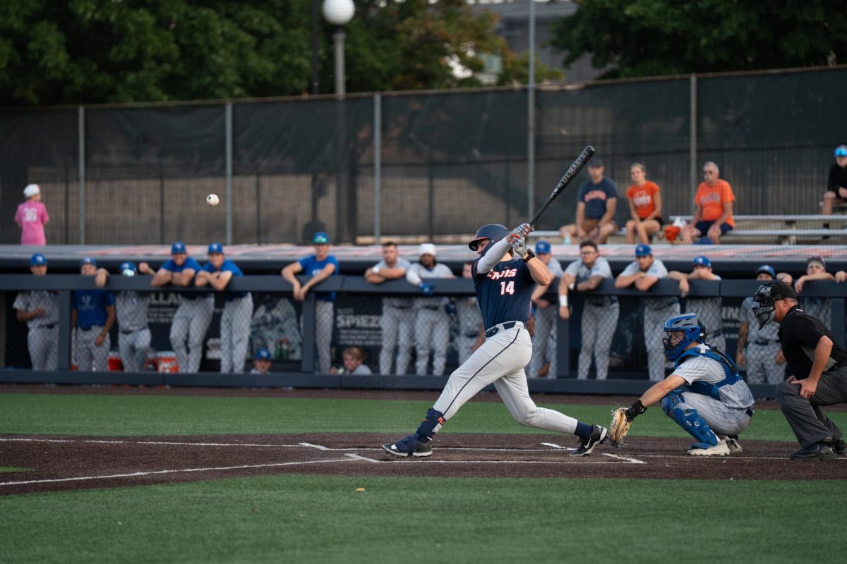 Putty records at hit against EIU during an off-season game on Oct. 2, 2025.