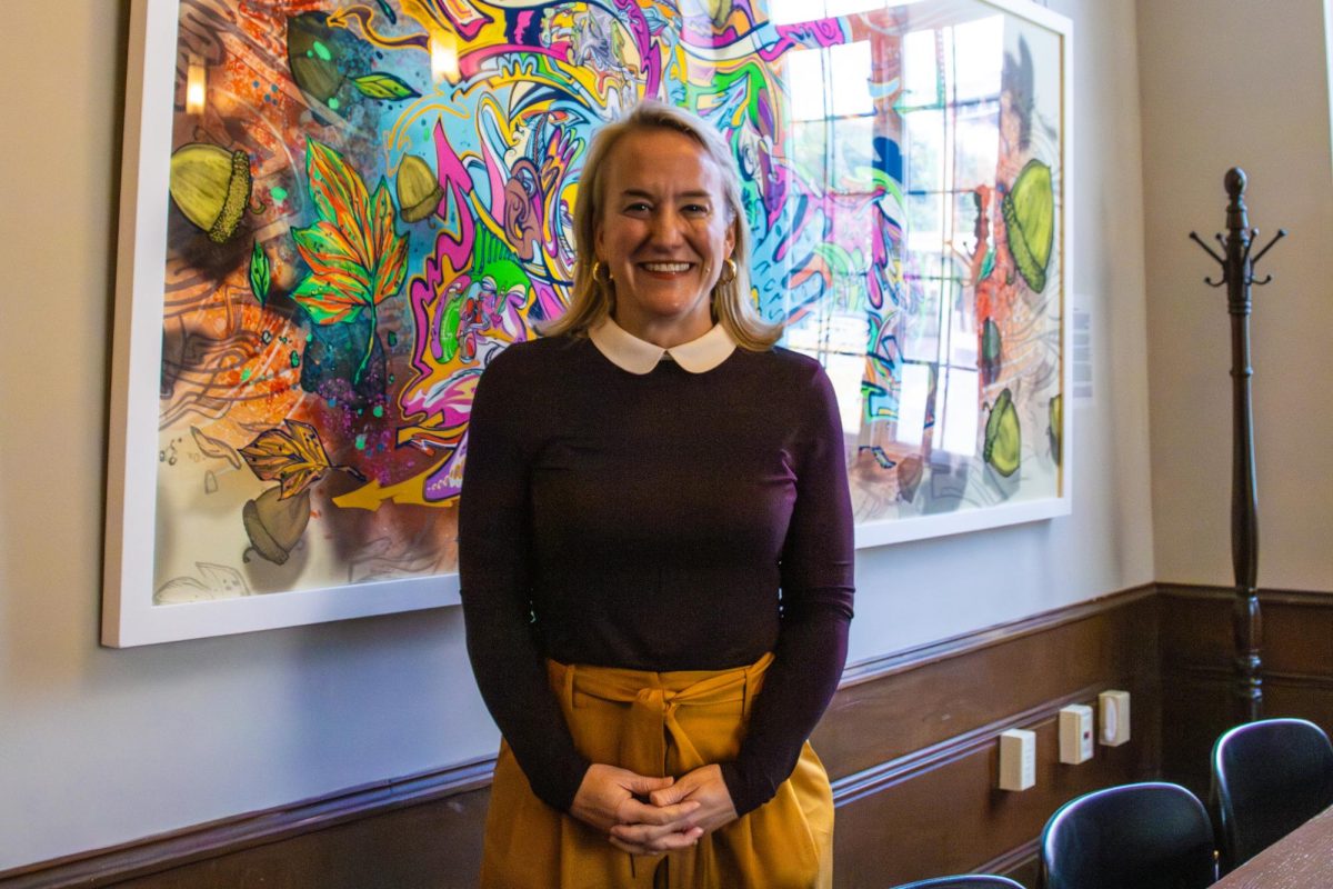 U.S. Rep. Nikki Budzinski stands in the University YMCA on Oct. 4, 2024. Budzinski defeated her challenger, progressive Dylan Blaha, in the Illinois congressional Democratic primary March 18.