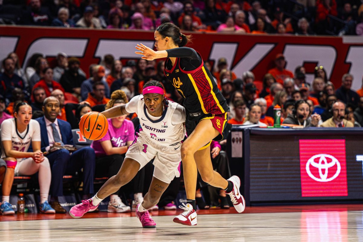 Junior guard Jasmine Brown-Hagger drives towards the rim during the Illinois v. USC game on February 8. 