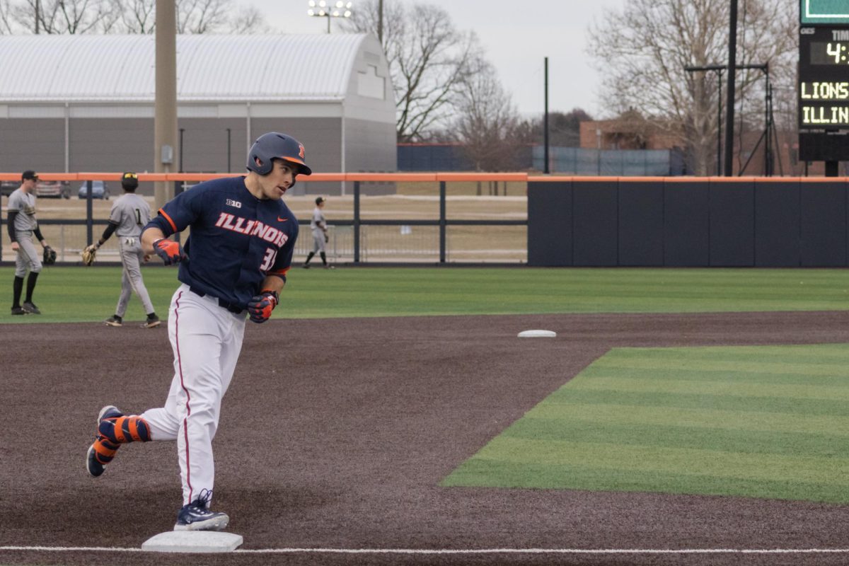 Senior catcher Will Johannes circles the bases following a three-run home run against Lindenwood on Feb. 25. 