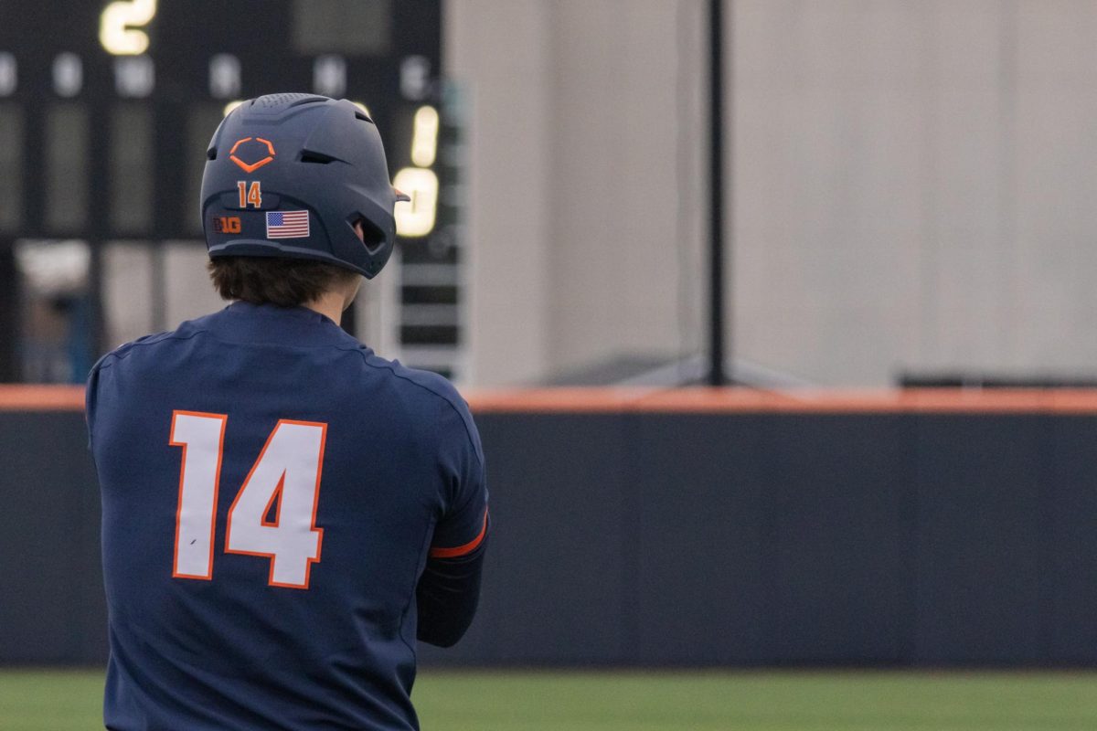Freshman infielder AJ Putty stands at third after hitting a triple against Lindenwood on Feb. 25. 