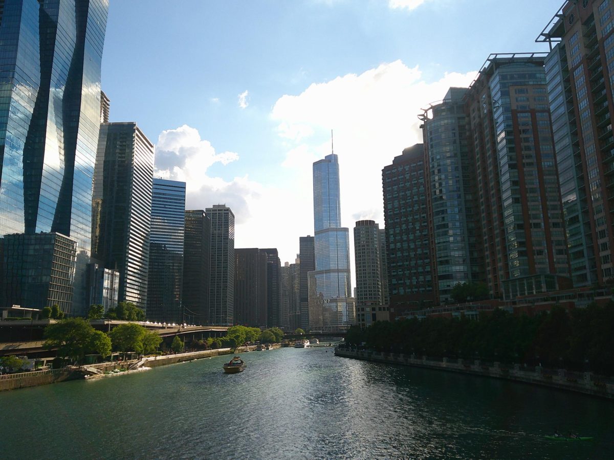 The Chicago River and surrounding downtown buildings in Chicago, on July 5, 2024.