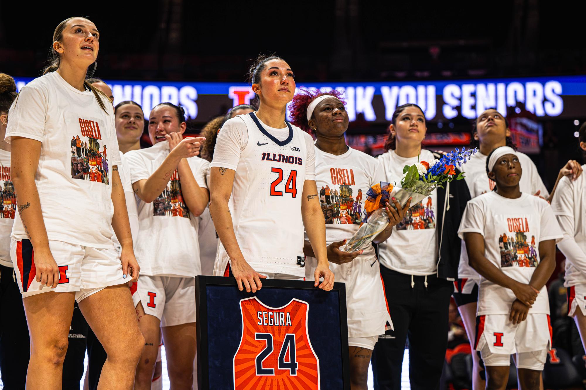 Graduate student guard Gisela Segura was honored during the senior day celebration following the conclusion of the Illinois v. Minnesota game on March 1.