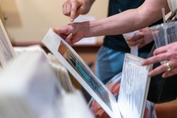 The Flanagans also looked through a selection of photo prints.