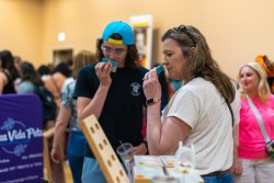 The duo sampled the smells of a few hand soaps. Connor Flanagan decided to buy four.