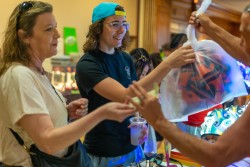 Connor Flanagan, freshman in LAS, bought a Illinois chandelier with his mother, Ronna Flanagan.