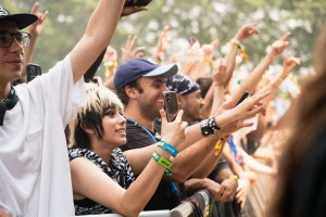 A crowd member records some of Skrillex’s set.
