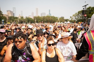 Festival goers at the Sonny’s stage. On Saturday, Perry’s stage is renamed to Sonny’s for day three of Lollapalooza.