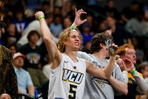 A VCU fan screams at the referees during VCU’s March 21 loss to Illinois in the second round of March Madness.