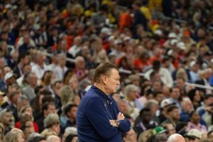 Illinois head coach Brad Underwood watches from the sidelines.