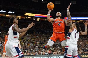 Senior guard Kylan Boswell attempts a jump shot.